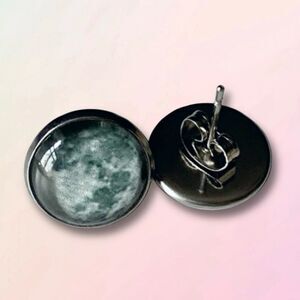 12MM, Glow In The Dark, Moon Stud Earrings